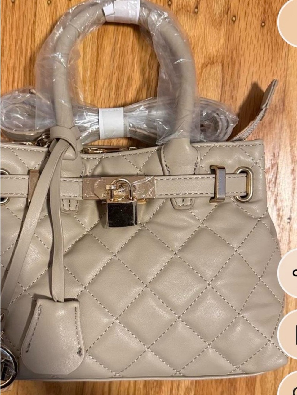 Quilted Leather Top-Handle Satchel - Beige
